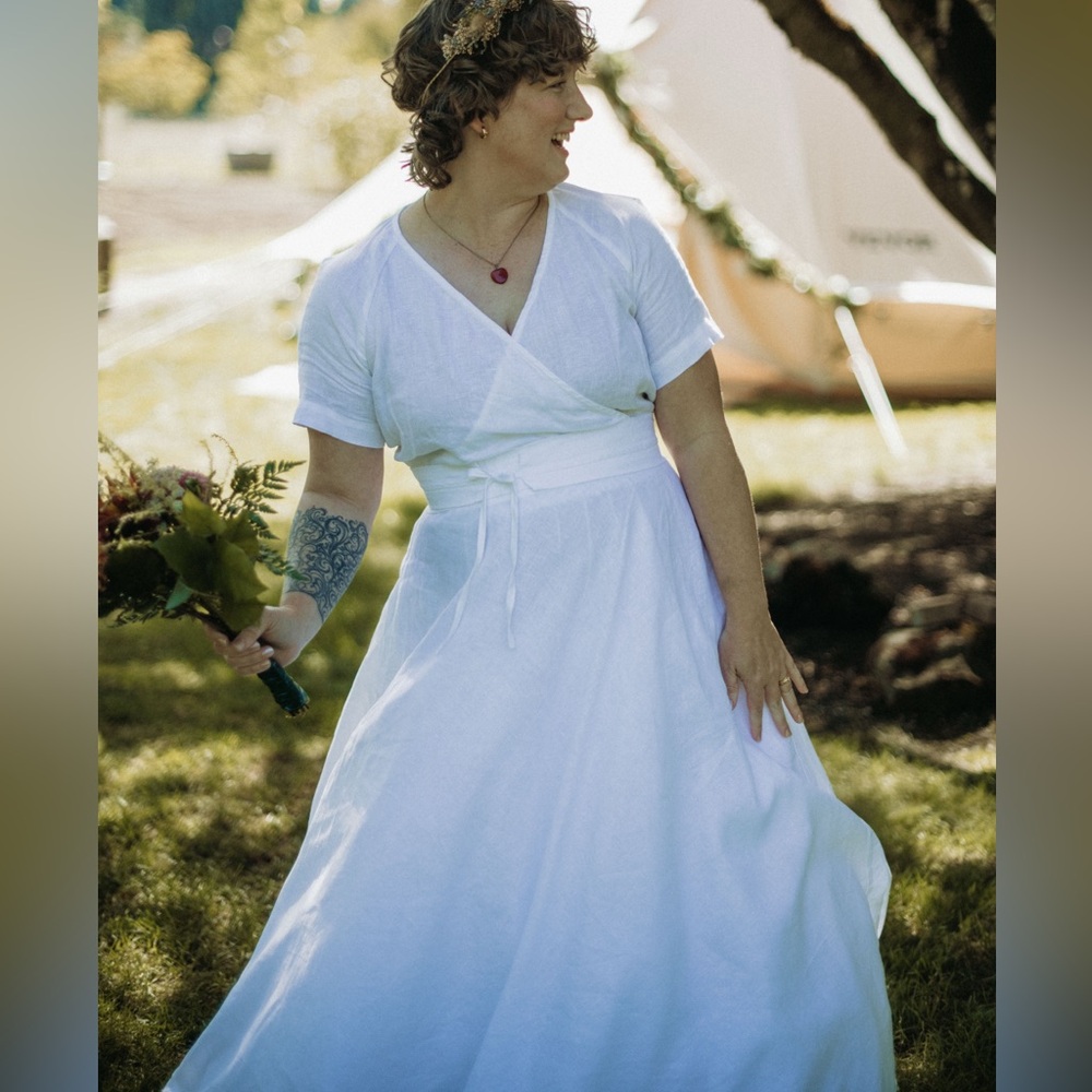 White linen bridal/summer dress